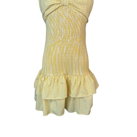 Zara Yellow Gingham Mini Dress - Picture 7 of 14